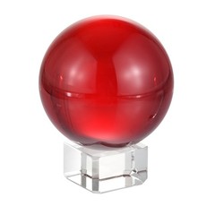 1Set 50mm/2″ K9 Crystal Ball Decorative Ball w Box and Crystal Stand Red