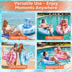 New Inflatable Pool Floaties Adult with 50W Air Pump,Heart Shape Float Chair Cup