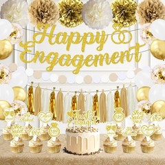 Engagement Party Decorations, Just Engaged Decorations, Happy Engagement Banner
