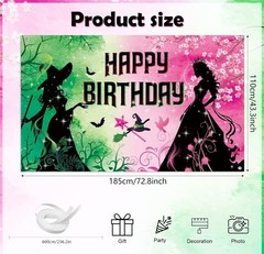 WICKED Themed Happy Birthday FLAG Backdrop Background Banner Pink Green 3×5