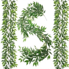 Artificial Italian Ruscus Vines, 3Pcs/75 Silk Vine Garland with Green Leaves,