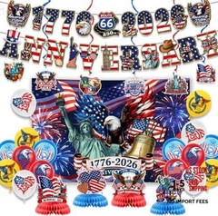 USA 250th Party Decorations Set – 1776-2026 – Semiquincentennial Blue – 250year