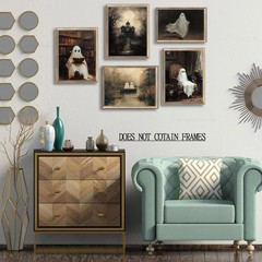 5Pcs Halloween Wall Art Creepy Dark Academia Wall Decor Pictures Ghost Canvas…