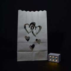 Quasimoon Double Heart Paper Luminaries / Luminary Lantern Bags Path Lighting…