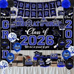 Graduation Decorations Class of 2026,Blue Graduation Decorations 2026- Congrats