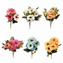 7 Stem Artificial Silk Daisy Flowers Marigold Bouquet for Home Office Decor