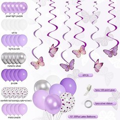 72Pcs Purple Birthday Party Decorations for Girls Women, Lavender Purple and
