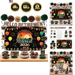 Retirement Party Decoration, Vintage 2026 Retired Banner Background, Hello Re…