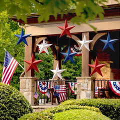 27 Pack 12» 3D Patriotic Paper Stars Hanging Decorations 4Th of July Red White