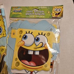 SpongeBob Birthday Party Set Tablecover Banner Invitations New Sealed
