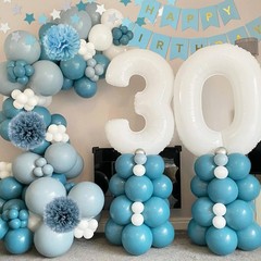 Blue Decorations – Blue Party Decor Balloons with Happy Banner Fringe Curtain…
