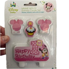 Disney Minnie Mouse 1st Happy Birthday Party Candles Pink Brand New Cake Topper