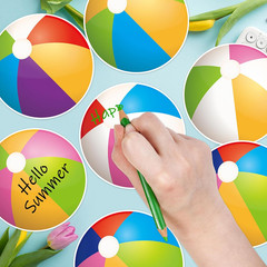 48Pcs Beach Ball Cutouts Summer Bulletin Board Decorations Colorful Beach Ball P