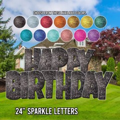24″ Sparkle Happy Birthday EZ Set Yard Sign Set | 5pc Outdoor Lawn Decorations