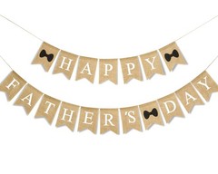 Happy Father’s Day Banner Fathers Day Bow Tie Burlap Hanging Banner Garland Rust