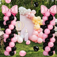 2 Sets Adjustable Black Pink Bow Balloon Column Stand Kit Include 143 Pcs Bla…