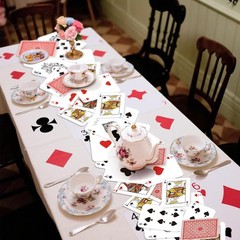 1 Pcs Wonderland Tea Party Decoration 12 × 72 Inches Poker Linen Table Runner