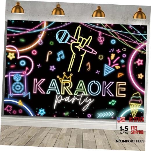 Karaoke Party Backdrop Large Rock Star Music Disco Background 7x5ft Black
