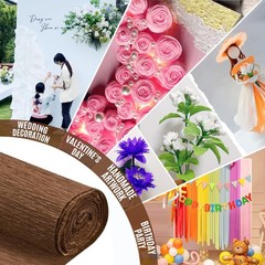 3 Rolls Brown Heavy Crepe Paper Sheet Flower Making Decor 9.8 Inch x 8.2 FT