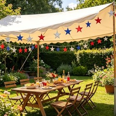 Glitter Red Blue and Silver Star Streamers, 4M/13.1FT Shiny Patriotic Hanging