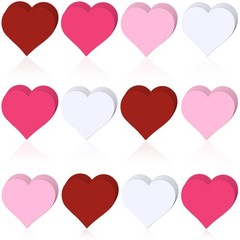 120 PCS Valentine’s Day Heart Paper Cutouts Red Pink White School Craft
