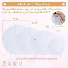 Gallety 7.2FT White Round Backdrop Cover with Size Adjuster & 4 Metal Clips,