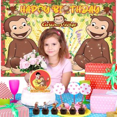 Curious George Party Supplies Birthday Decor Balloons Cake Toppers Banner 5X3ft