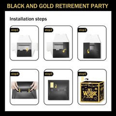 Happy Retirement Party Decorations Kit for Men Women, Black Gold Retirement
