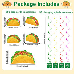 30 Pcs Taco Birthday Party Decorations Mexican Fiesta Hanging Swirl Garland