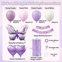 Pink and Purple Butterfly Birthday Decorations with Pastel Pink Dusty Purple …