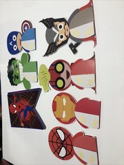 Spiderman And Super Heroes Birthday Banner + Table Toppers