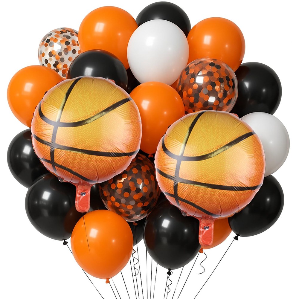 18-Inch Basketball Balloons Arch Kit – Orange and Black Balloons Decorations …
