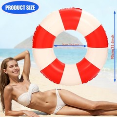 4Pcs Large Inflatable Pool Float for Adults 36 Inch Classic Striped Swim Rings