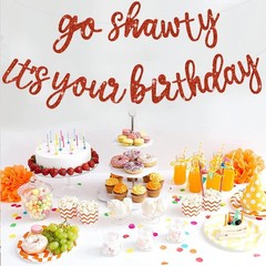BEISHIDA Go Shawty It’s Your Birthday Banner NO DIY Hip Hop Theme Happy Red