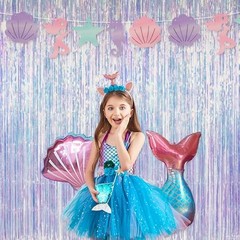 Thicken Iridescent Party Streamers 2 Pack 3.3×6.6 FT, Holographic Foil Fringe