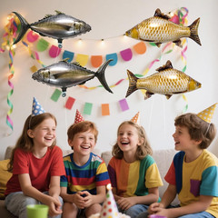 6 Pcs 33Inch Realistic Inflatable Fish Balloons, Carp Tuna Party Balloons for Fi