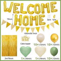 Welcome Home Decorations Sage Green Gold,Welcome Home Balloon Banner with Hea…