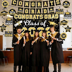 2026 Graduation Decorations Set – Class of 2026 Congrats Grad Backdrop Banner
