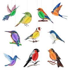 10 Pcs Tropical Bird Honeycomb Cutouts – Jungle Rainforest Party Decor, Luau Tik