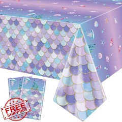 XJLANTTE 2 Pcs Mermaid Tablecloths, Birthday Table Covers, Rectangular Ocean …