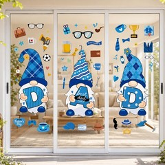 3 Sheets Extra Large Father’s Day Window Cling Decorations Blue Gnome Heart Wind