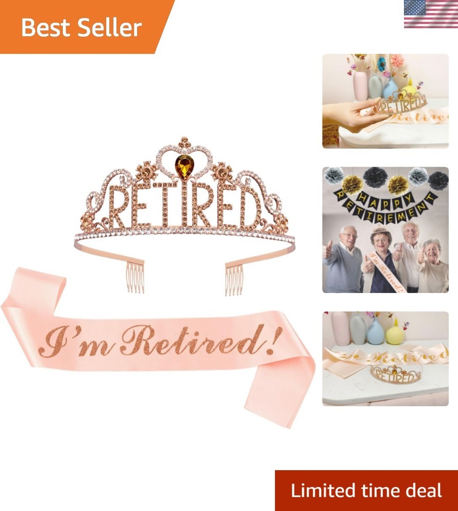 Retirement Party Decorations Retired Tiara/Crown, Retired Sash for Women Reti…