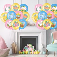54 Pcs Happy Easter Balloons Decoration 12 Inch Easter Bunny Pastel Latex Bal…