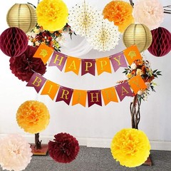 Fall Birthday Party Decorations Maroon Orange/Burgundy Orange Birthday Party …