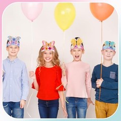 24 Pcs Party Hats for Kids Paper Headbands Crown for Multicoloured Butterfly