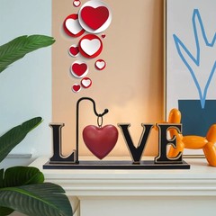 Rustic Wood Love Sign Table Top Decor Freestanding Cutout Block Centerpiece