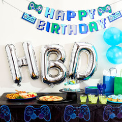 Silver Happy Birthday Air Filled Balloon Banner 16 Pieces by Way To Celebrate