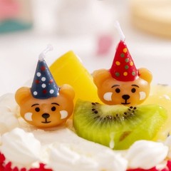 yyangz 4PCS Cute Cartoon Bear with Birthday Hat Candles Set for White