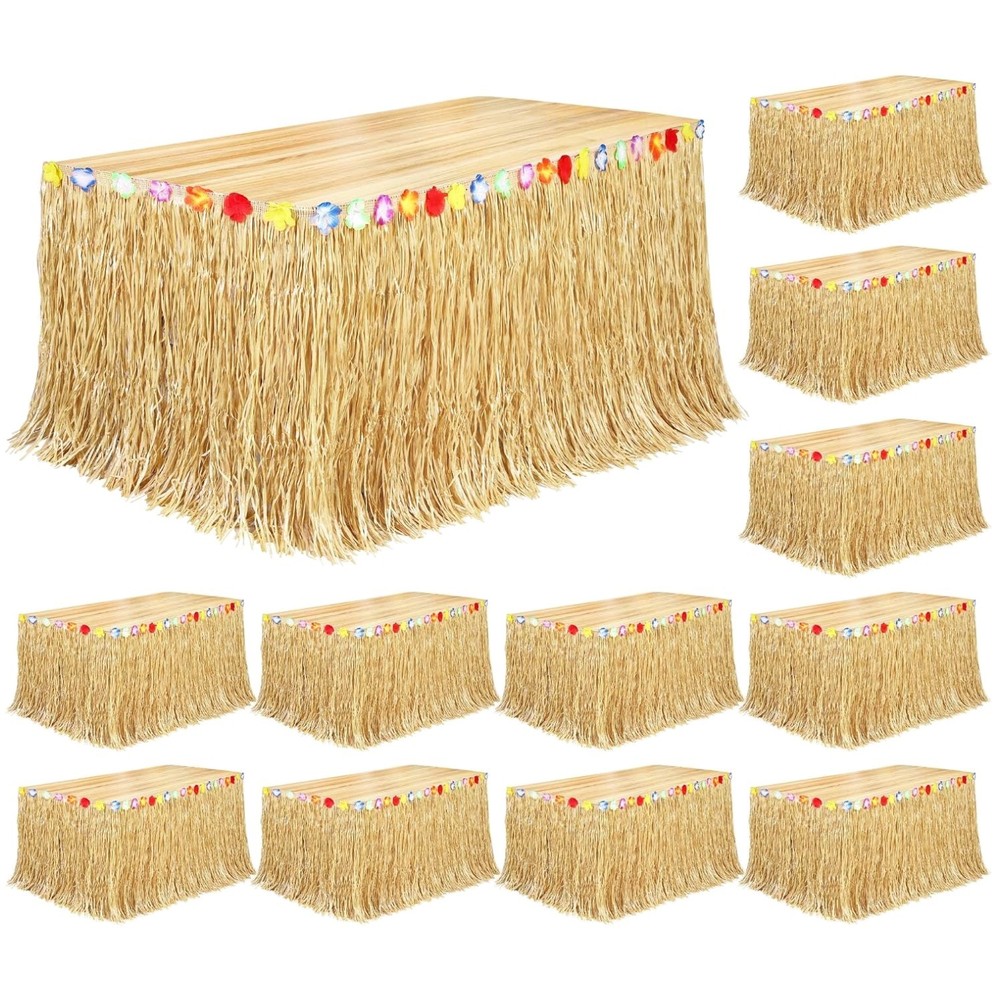12 Pack Grass Table Skirt for Luau Party