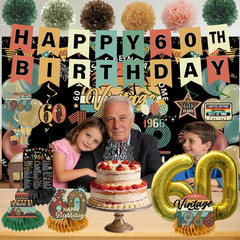 Vintage 60Th Birthday Decorations for Women Men Back in 1966 Party Decor Banner